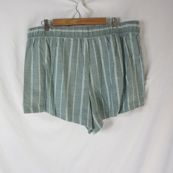 Auden Pajama Set 2 pc. Sage Green White Striped Shorts Button Down Size XXL NWT - Picture 12 of 13